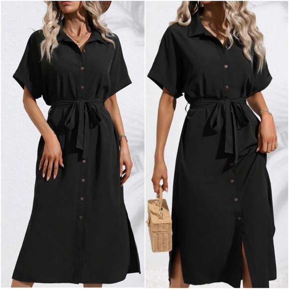 Boho Black Button down Dress - Picture 3 of 3